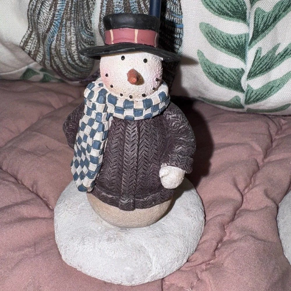 Crazy Mountain Christmas Snowman Tealight Candle Holder Set
